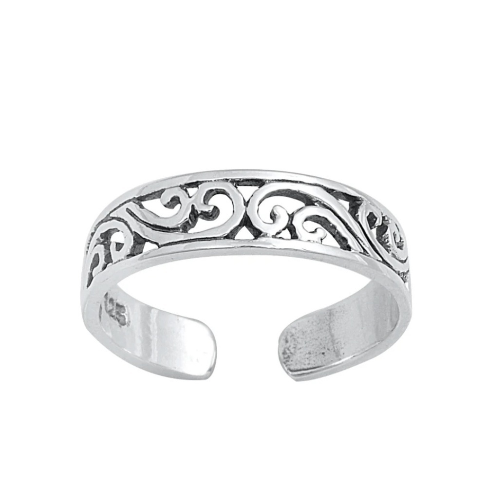Sterling Silver Filigree Toe Ring – Adjustable